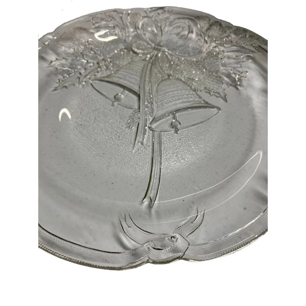 Vintage Mikasa Crystal HOLIDAY BELLS Hostess Platter Christmas Tray 14 3/4